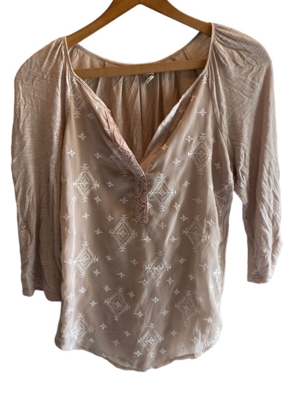 ANTHROPOLOGIE TINY Western Whimsigoth Embroidered 3/4 Length Sleeve Blouse